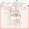 Pink White Kids Vanity Table and Stool Set Tri-Folding Mirror Zebra Print